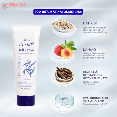 sữa rửa mặt trắng da Hatomugi ý dĩ 170gr